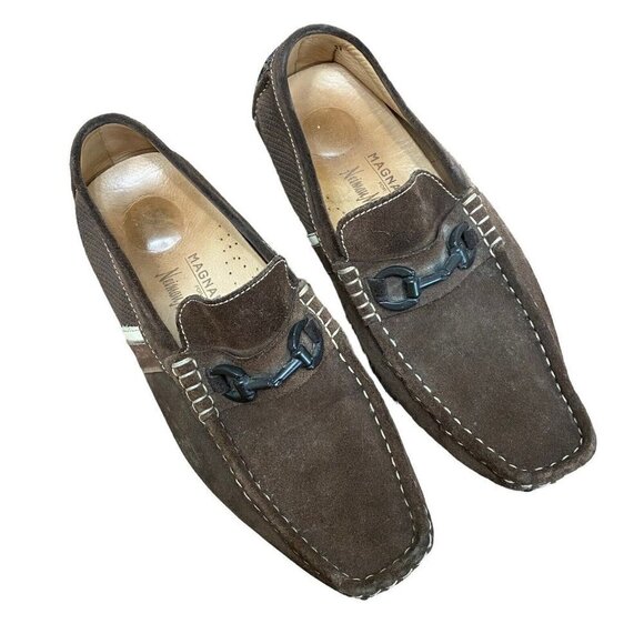 Magnanni for Neiman Marcus Brown Suede Bit Loafers